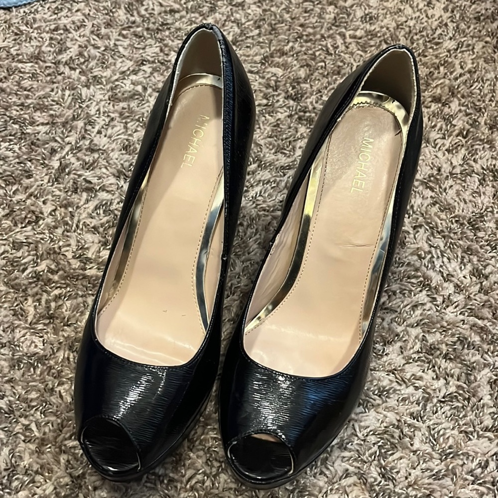 Black peep toe heels